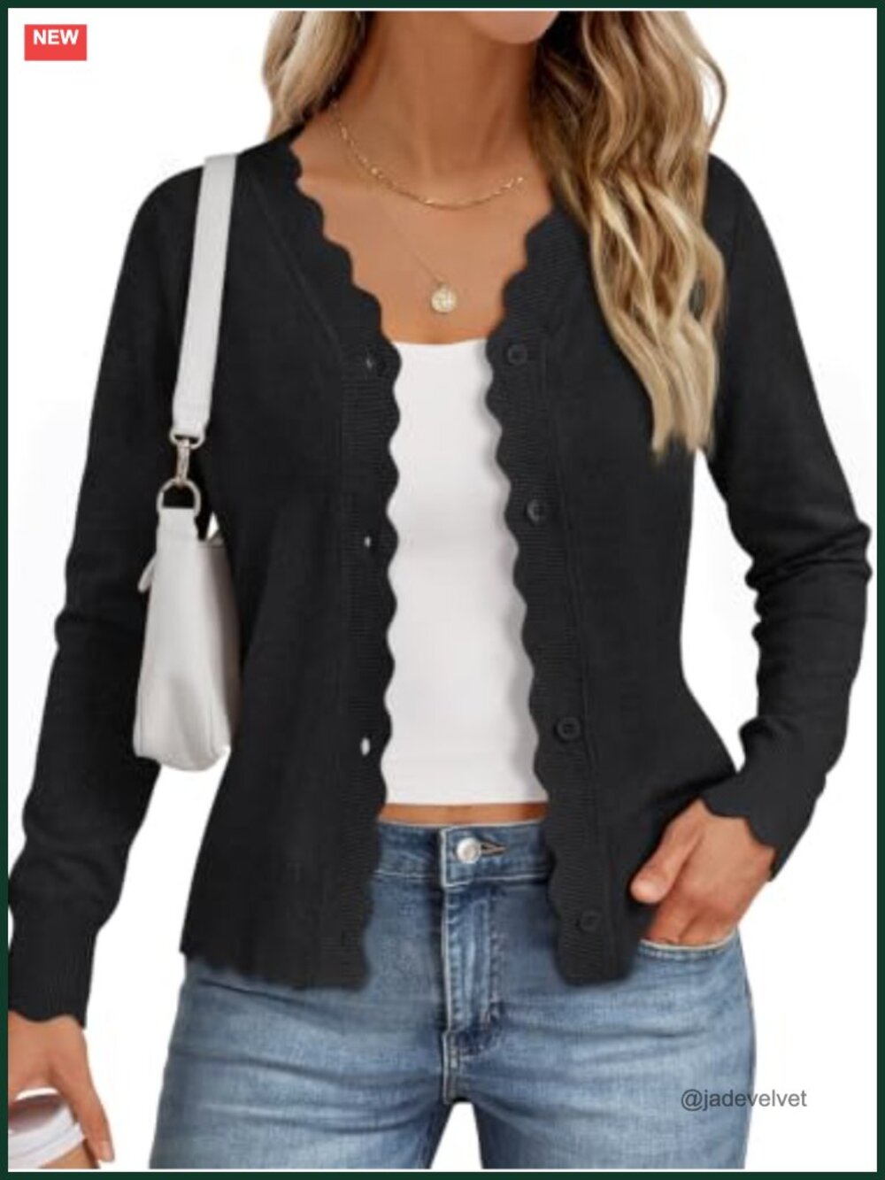 Lightweight Knit Cardigan Long Sleeve Button V-Neck Wavy Edge